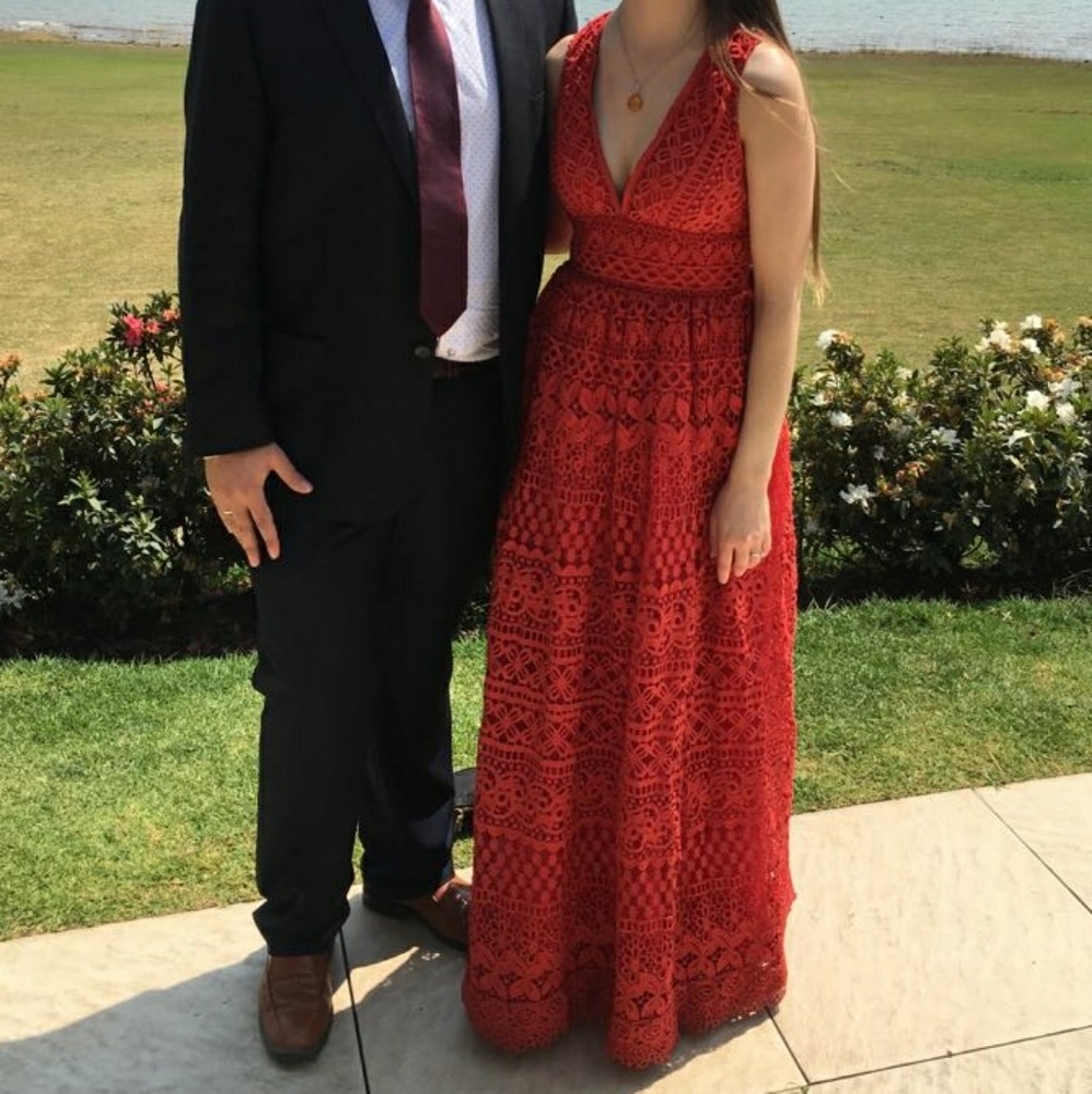 Romantic red lace gown